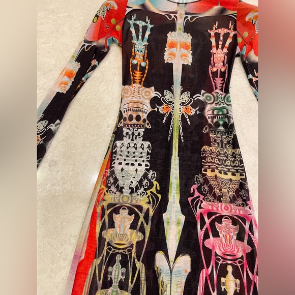 BRAND NEW Skims Summer Mesh Dress orchid Cabinet XS bodycon long sleeve maxi - Picture 12 of 15